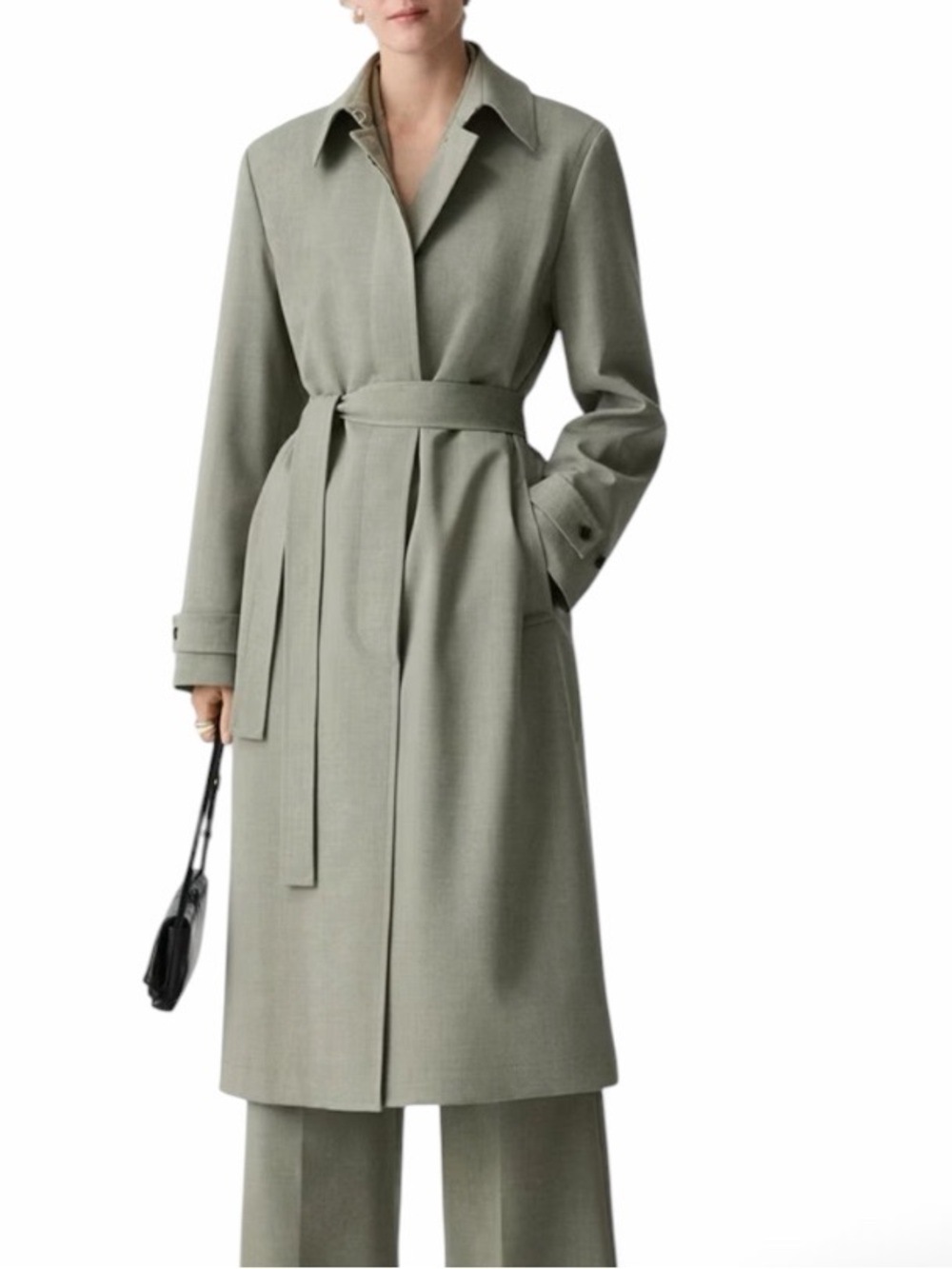 Theory Sage Green Gabardine Car Coat NWT